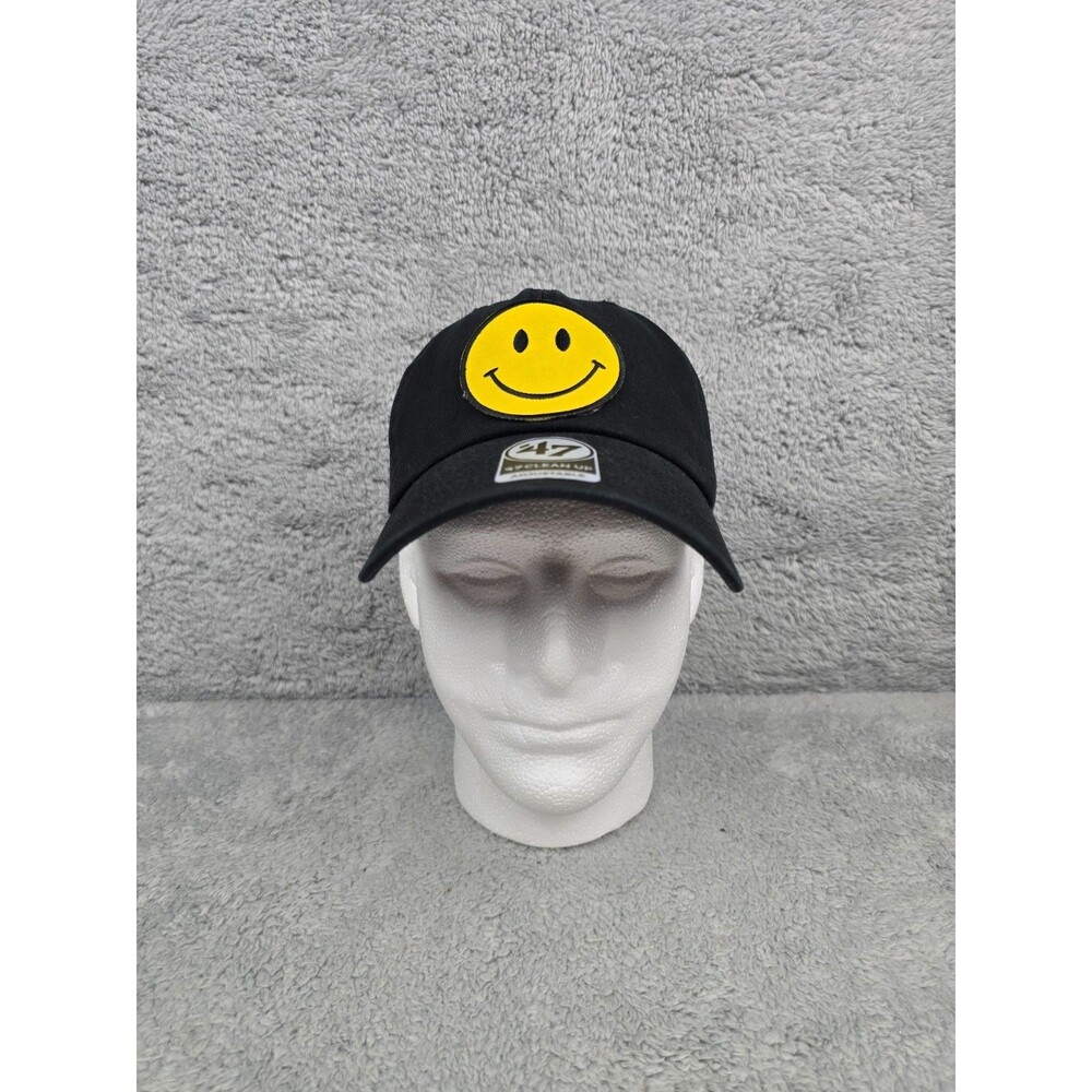 '47 Brand Clean Up Hat Mens Black Smiley Face Patch Dad Hat Strapback Cap OSFA